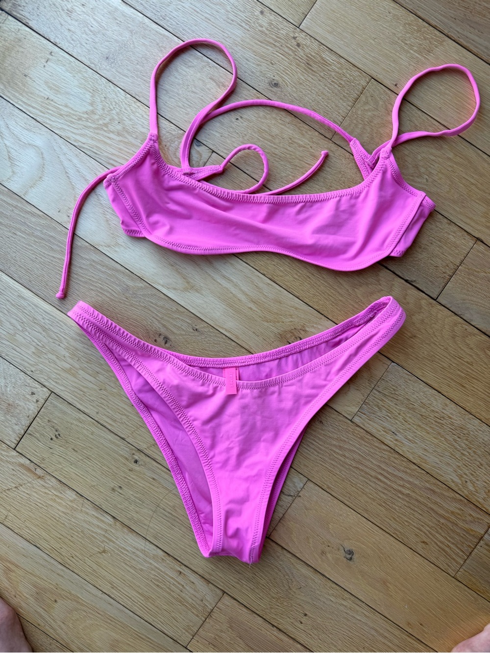 SKIMS Bright Pink Two-Piece Bikini Set